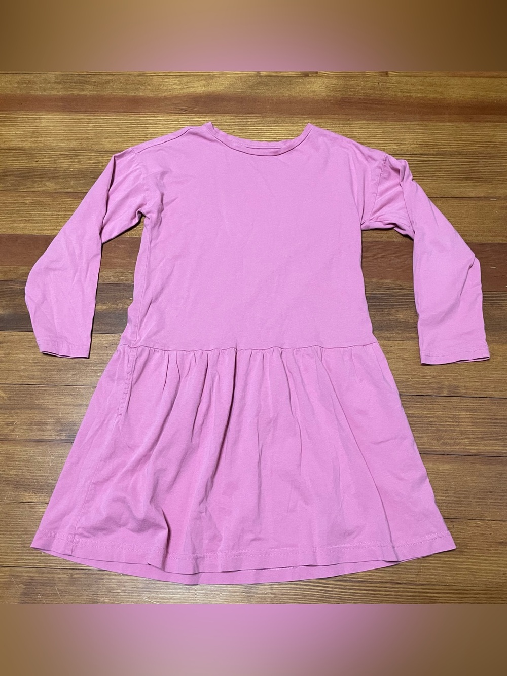Primary Girls Long Sleeve Pink Casual Cotton Play Dress w Pockets Size 10